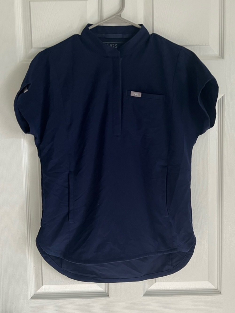 Figs Montex Navy Zip-Neck Scrub Top